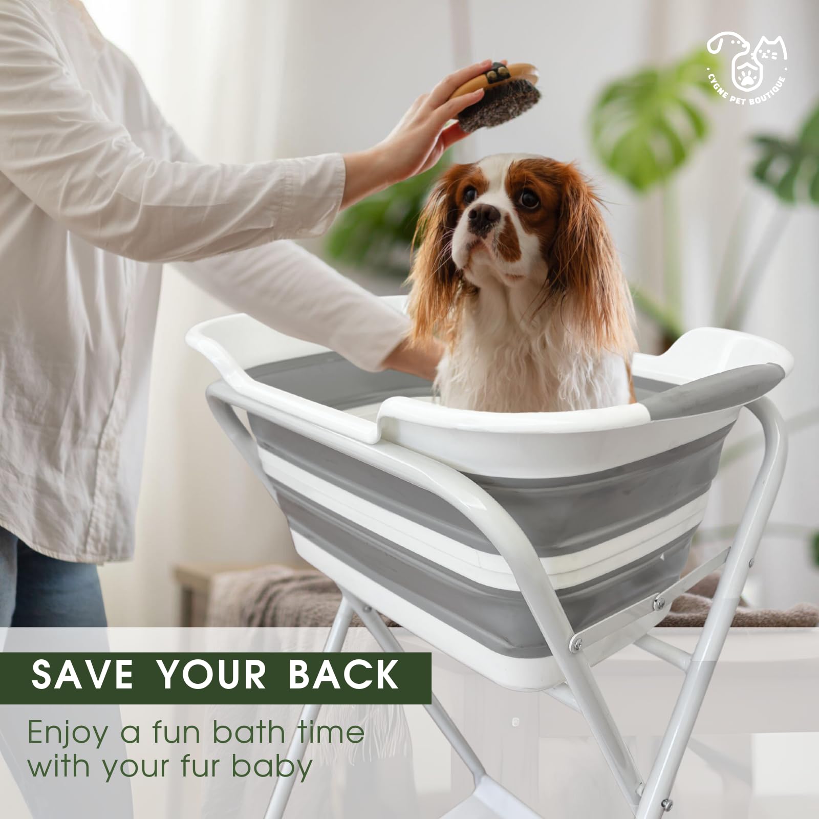 Amazon.co.jp: CYGNE 2-in-1 犬用バスタブ&洗濯ステーション、排水穴